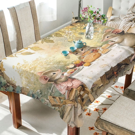 YAZAOO Square Tablecloth Mices Take Breads Pattern Tableclothes