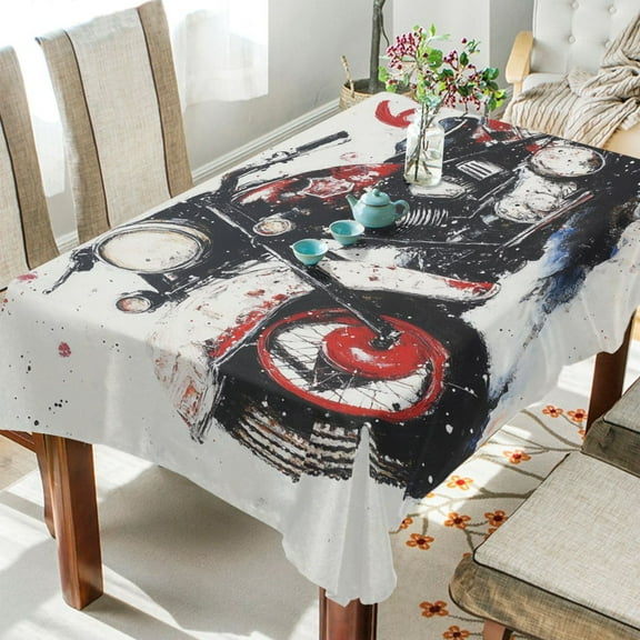 YAZAOO Square Tablecloth Oil Pattern Of Motorcycle Pattern Tableclothes