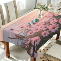 YAZAOO Square Tablecloth Pink Daisies Sea Pattern Tableclothes