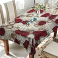 thumbnail image 1 of YAZAOO Square Tablecloth Red and White Roses Rings Pattern Tableclothes, 1 of 9