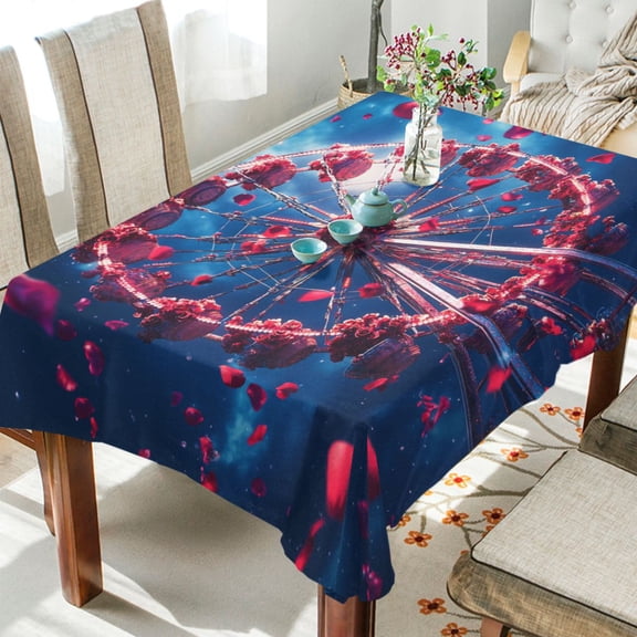 YAZAOO Square Tablecloth Roses Of Ferris Wheel Painting Pattern Tableclothes