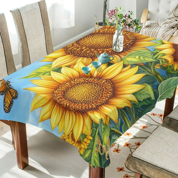 YAZAOO Square Tablecloth Sunflower Pattern Pattern Tableclothes