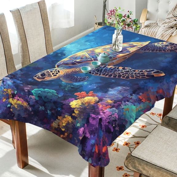 YAZAOO Square Tablecloth The Turtles Plainting Pattern Tableclothes