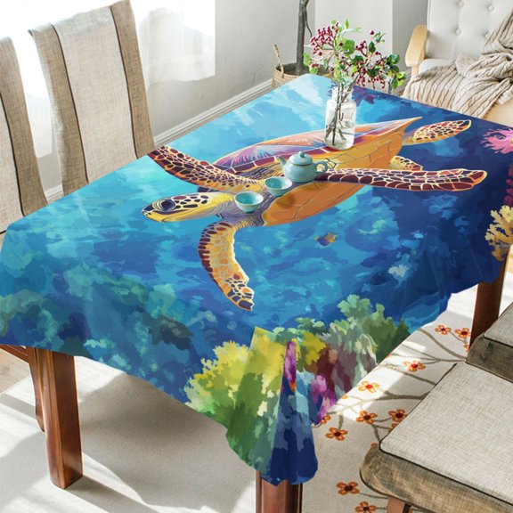 YAZAOO Square Tablecloth Turtles Plainting Pattern Tableclothes
