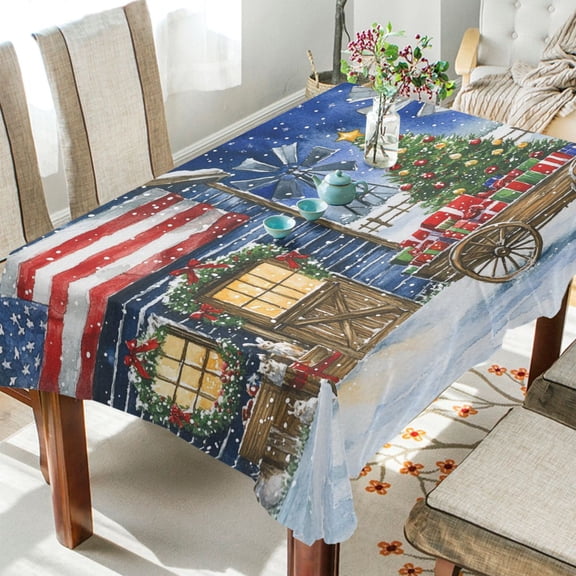YAZAOO Square Tablecloth Warm Christmas Pattern Tableclothes