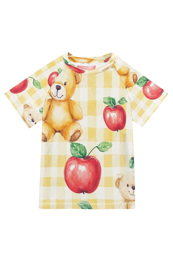 Summer T-shirt Sunscreen Bears Apple Delight Pattern Swim Tops