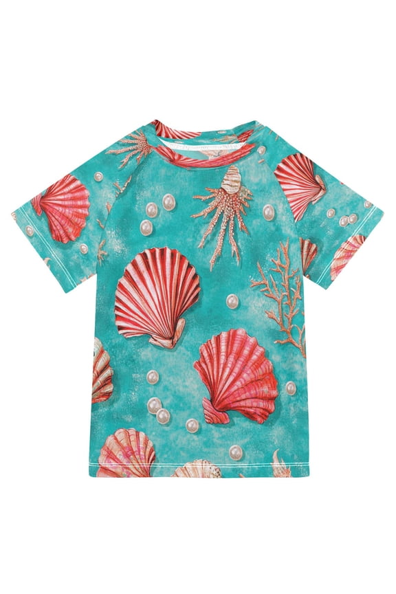 Summer T-shirt Sunscreen Beauty Beneath The Waves Pattern Swim Tops