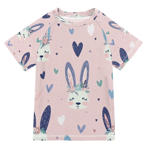 YAZAOO Summer T-shirt Sunscreen Bunny Blossoms Pattern Swim Tops
