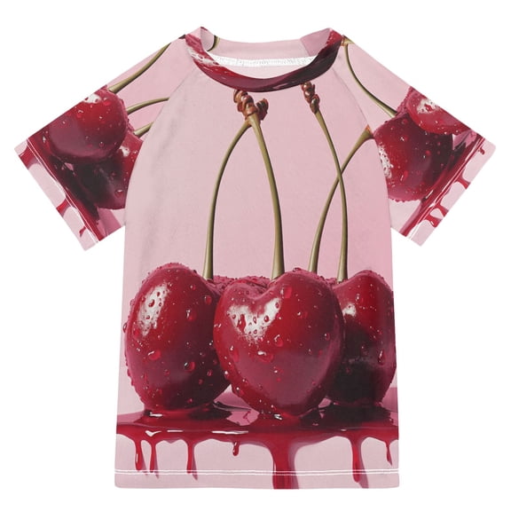 YAZAOO Summer T-shirt Sunscreen Cherry Romance Pattern Swim Tops