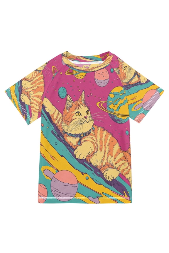 Summer T-shirt Sunscreen Chilling in The Cosmos Pattern Swim Tops