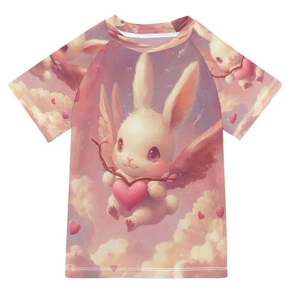 YAZAOO Summer T-shirt Sunscreen Cupid’s Bunny Pattern Swim Tops