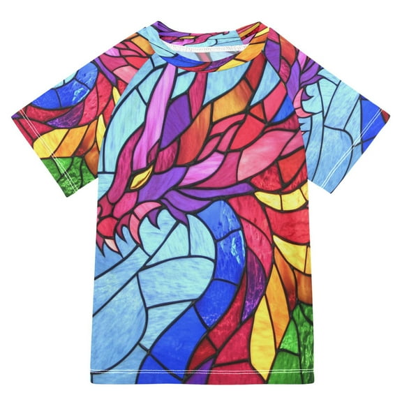 YAZAOO Summer T-shirt Sunscreen Dragon's Embrace Pattern Swim Tops