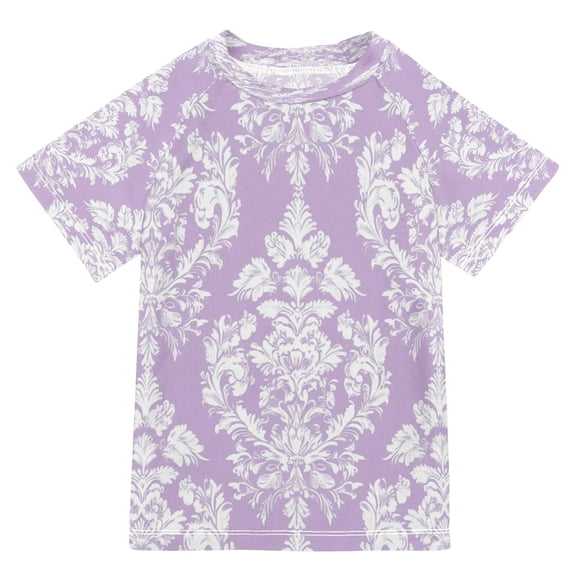 YAZAOO Summer T-shirt Sunscreen Elegance in Lavender Pattern Swim Tops