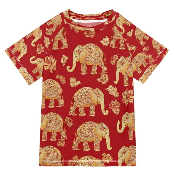 YAZAOO Summer T-shirt Sunscreen Elephants Pattern Pattern Swim Tops