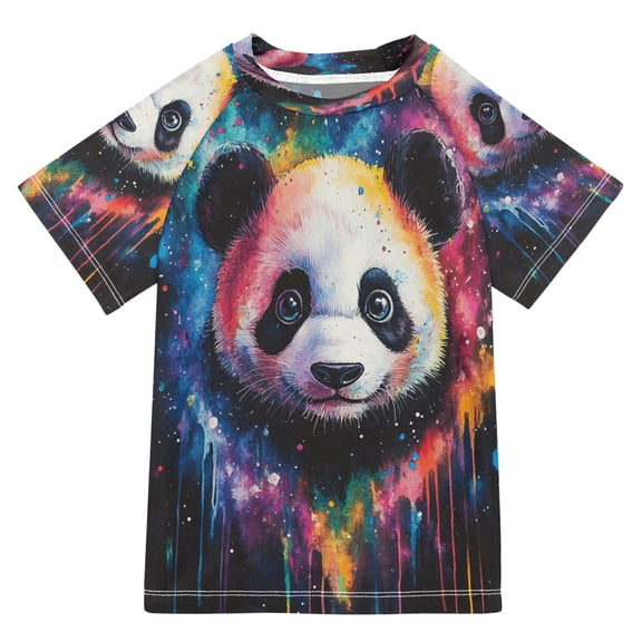 YAZAOO Summer T-shirt Sunscreen Galactic Panda Serenade Pattern Swim Tops