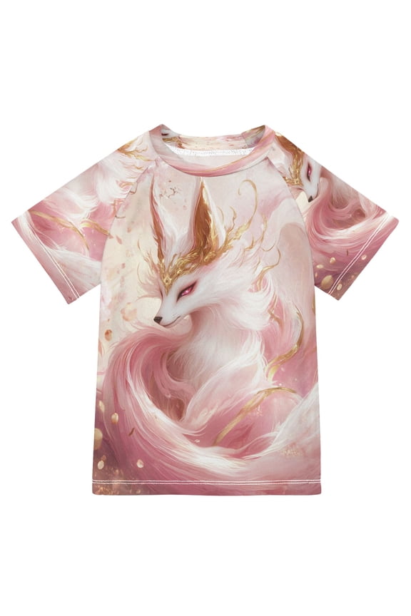 Summer T-shirt Sunscreen Gilded Fox in Bloom Pattern Swim Tops