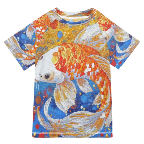 YAZAOO Summer T-shirt Sunscreen Golden Serenity Pattern Swim Tops