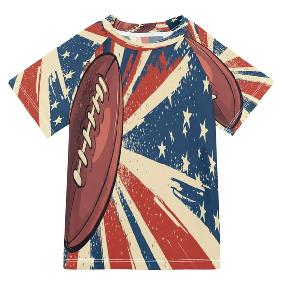 YAZAOO Summer T-shirt Sunscreen Gridiron Glory Pattern Swim Tops