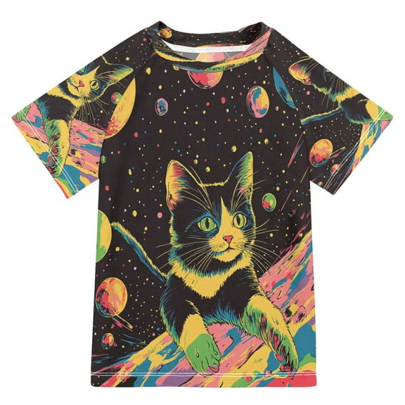 YAZAOO Summer T-shirt Sunscreen Interstellar Prowler Pattern Swim Tops