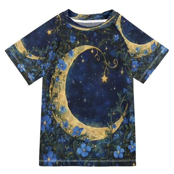 YAZAOO Summer T-shirt Sunscreen Lunar Garden Pattern Swim Tops