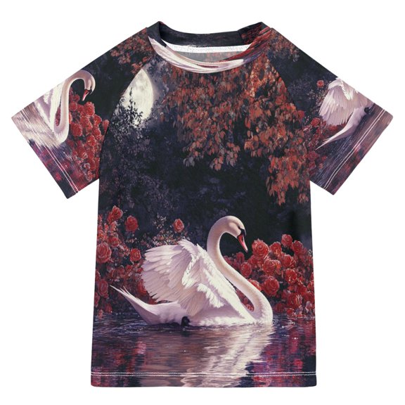 YAZAOO Summer T-shirt Sunscreen Moonlit Grace Pattern Swim Tops
