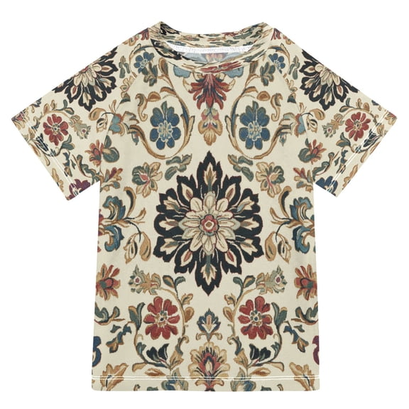 YAZAOO Summer T-shirt Sunscreen Ornate Floral Elegance Pattern Swim Tops