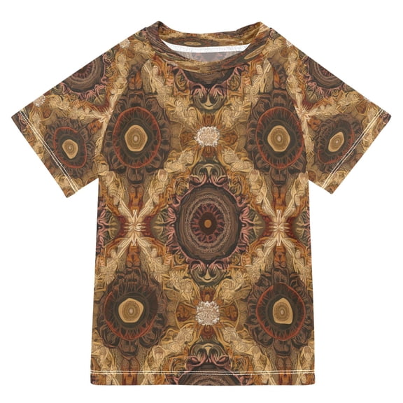 YAZAOO Summer T-shirt Sunscreen Ornate Tapestry Pattern Swim Tops
