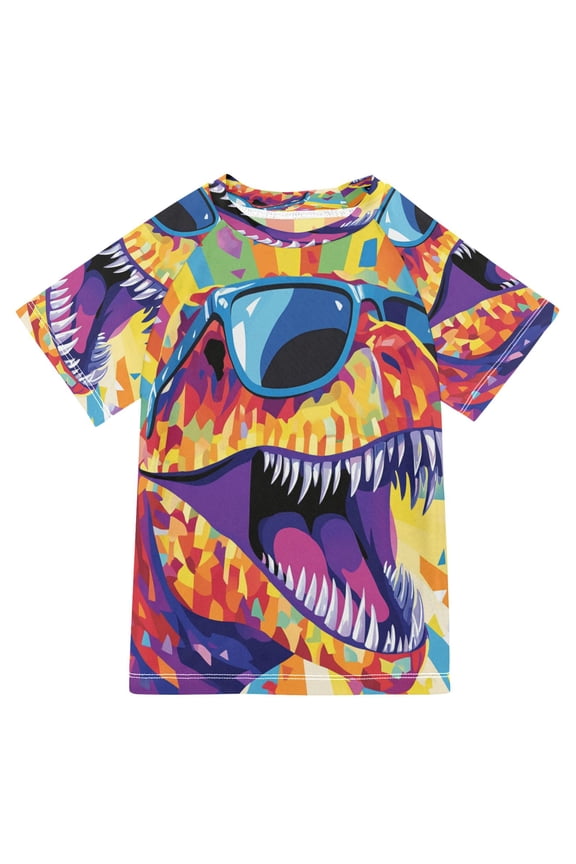 Summer T-shirt Sunscreen Rad Rex Pattern Swim Tops