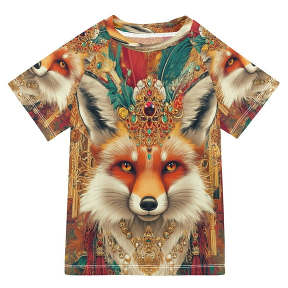YAZAOO Summer T-shirt Sunscreen Regal Fox Pattern Swim Tops