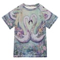 thumbnail image 1 of YAZAOO Summer T-shirt Sunscreen Romantic Swans Amongst Flowers Pattern Swim Tops, 1 of 6