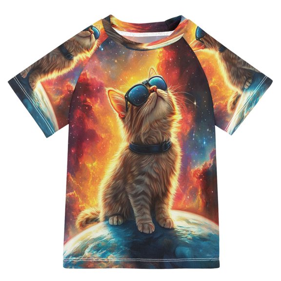 YAZAOO Summer T-shirt Sunscreen Starry Dreams Pattern Swim Tops