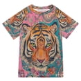 thumbnail image 1 of YAZAOO Summer T-shirt Sunscreen Stripes on Pink Pattern Swim Tops, 1 of 6