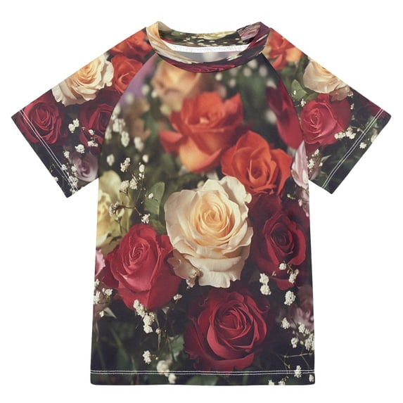 YAZAOO Summer T-shirt Sunscreen Sunset Flutter Pattern Swim Tops