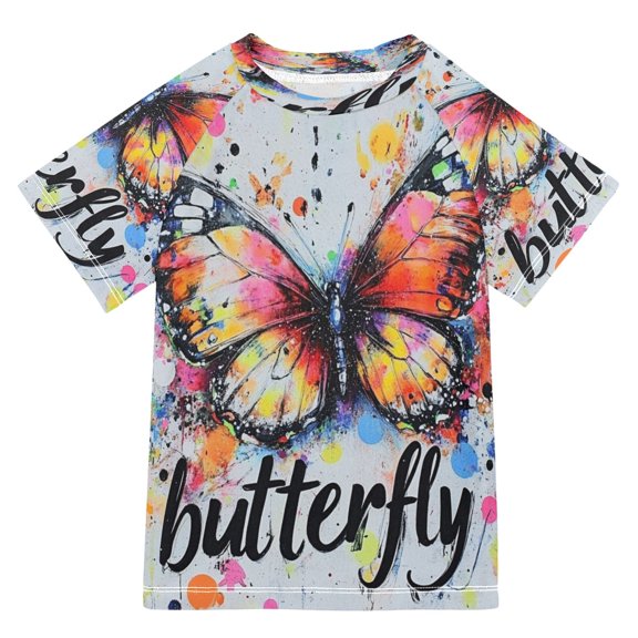 YAZAOO Summer T-shirt Sunscreen Vibrant Metamorphosis Pattern Swim Tops