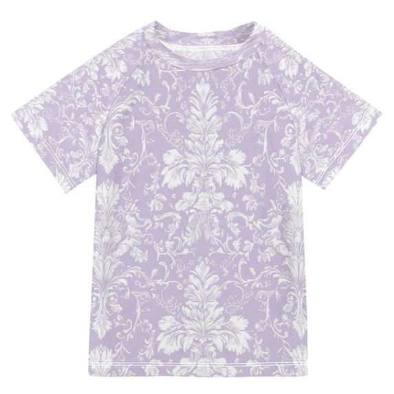 YAZAOO Summer T-shirt Sunscreen Whimsical Floral Damask Pattern Swim Tops