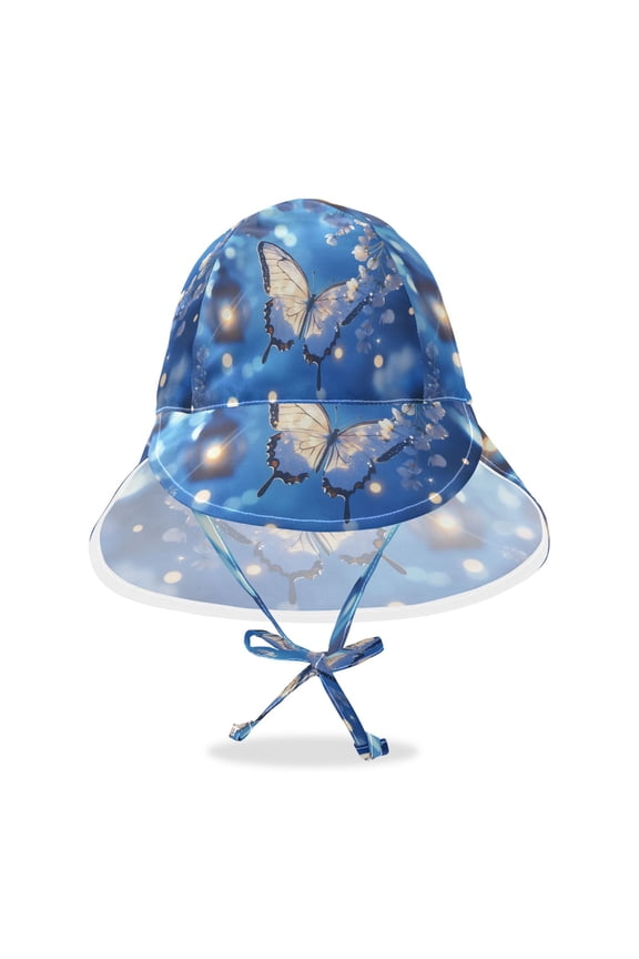 YAZAOO Sun Hat Wide Baby Summer Sun Protection Butterflies Flowers and Glowing Lanterns Printed Hat