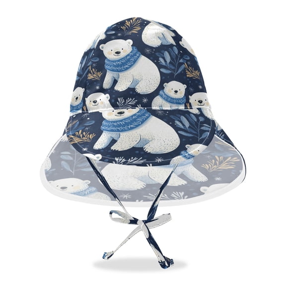 YAZAOO Sun Hat Wide Baby Summer Sun Protection White Bear Pattern Printed Hat