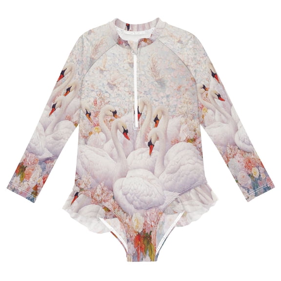 YAZAOO Swimwear Blossoming Elegance For Long Sleeve One-Piece Swimsuit UPF 50 And UV Protection Quick Dry Chlorine Resistant