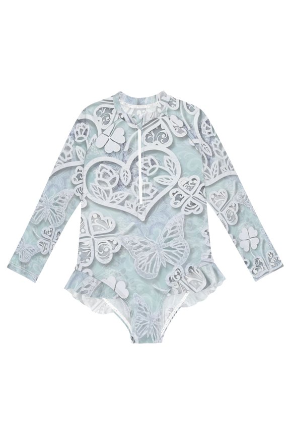 YAZAOO Swimwear Clover Lace Dream For Long Sleeve One-Piece Swimsuit UPF 50 And UV Protection Quick Dry Chlorine Resistant