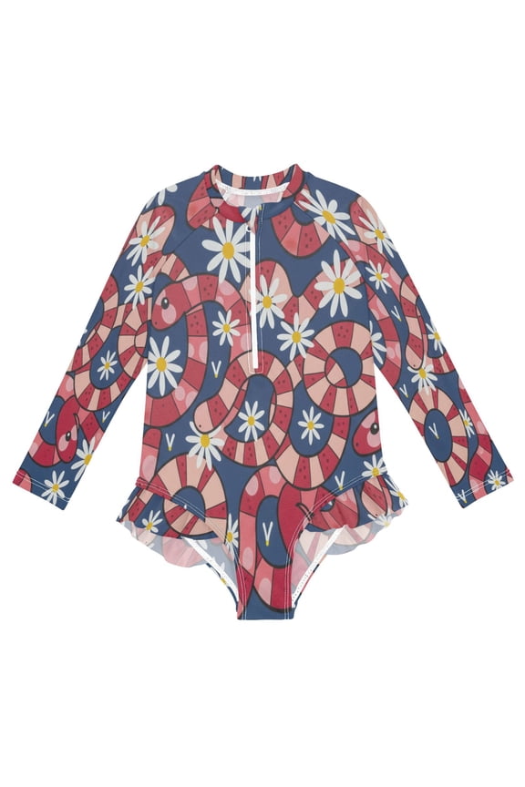 YAZAOO Swimwear Snake For Long Sleeve One-Piece Swimsuit UPF 50 And UV Protection Quick Dry Chlorine Resistant