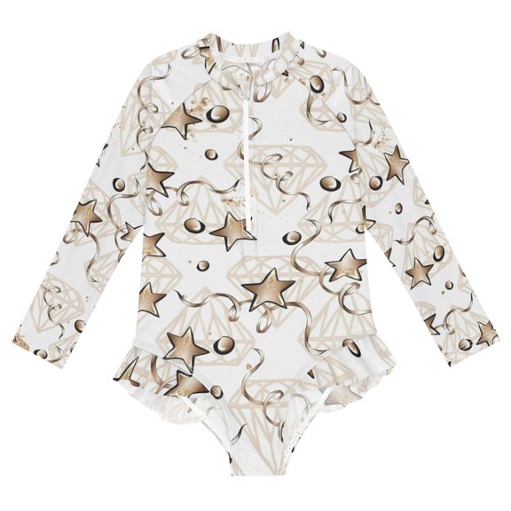 YAZAOO Swimwear Star Swirl Design For Long Sleeve One-Piece Swimsuit UPF 50 And UV Protection Quick Dry Chlorine Resistant