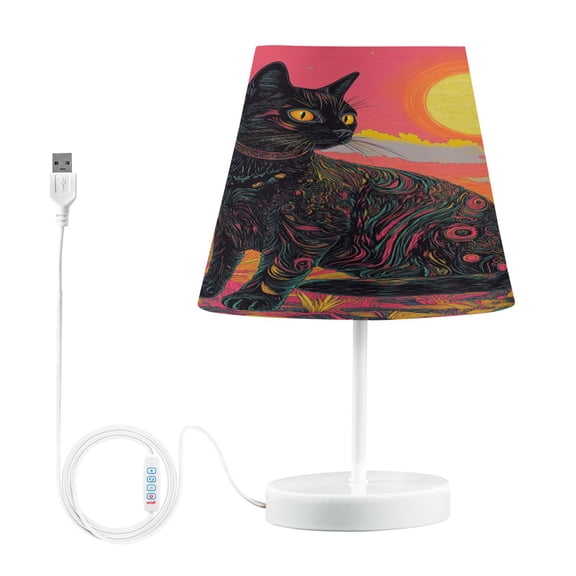 YAZAOO Table Lamp Creative Enchanted Sunlit Cat Pattern Simple Pattern Night Light