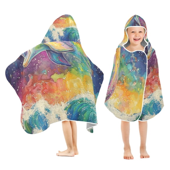 YAZAOO Towels Kids Hooded Beach Towel Cosmic Splash Pool Bath Towel Soft