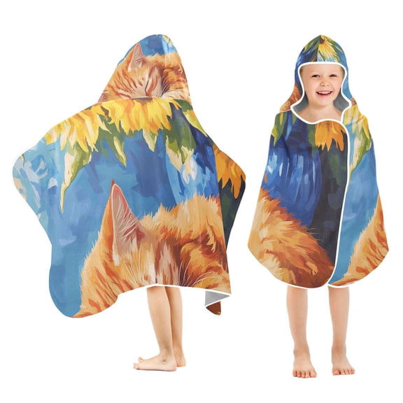 YAZAOO Towels Kids Hooded Beach Towel Sunflower Dreams Pool Bath Towel Soft