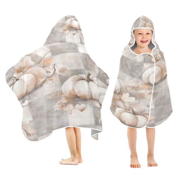 YAZAOO Towels Kids Hooded Beach Towel Whimsical Gray Pumpkins Pool Bath Towel Soft