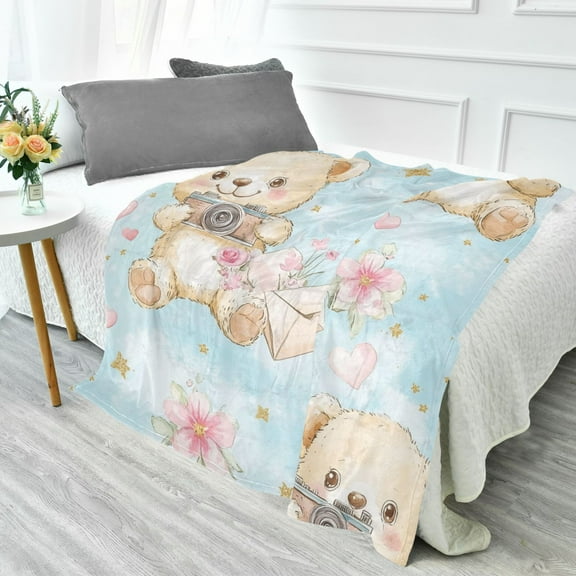 YAZAOO Travel Blanket Camping Blankets Fashion Bear Moments Patten