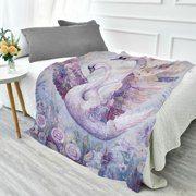 YAZAOO Travel Blanket Camping Blankets Fashion Graceful Swans in Bloom Patten