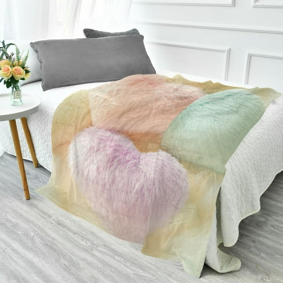 YAZAOO Travel Blanket Camping Blankets Fashion Heart Pillows Patten