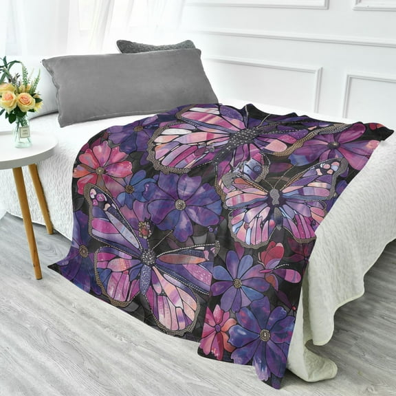 YAZAOO Travel Blanket Camping Blankets Fashion Stained Glass Flutter Patten