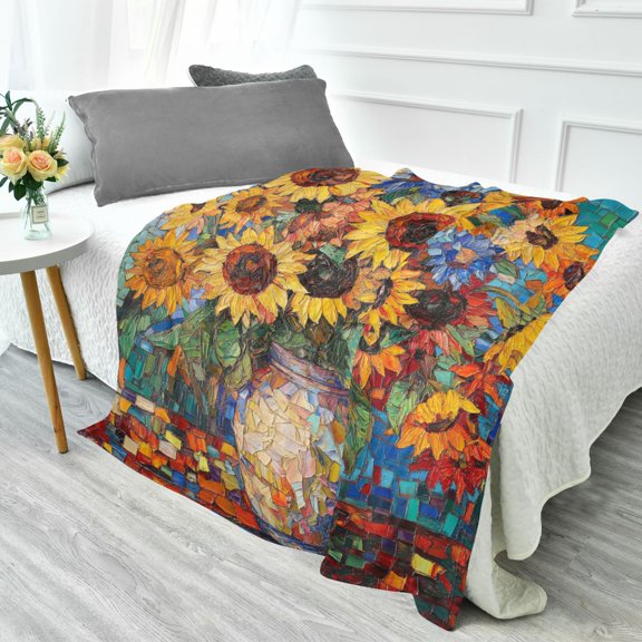 YAZAOO Travel Blanket Camping Blankets Fashion Sunlit Garden Dreams Patten